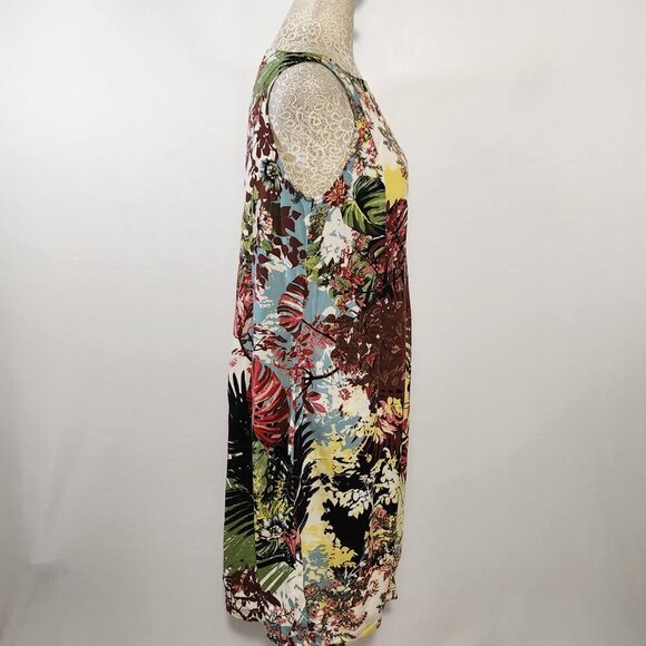 J Jill SZ Small Floral Tropical Relaxed Sleeveless Pocket Rayon Shift Dress - Picture 8 of 14